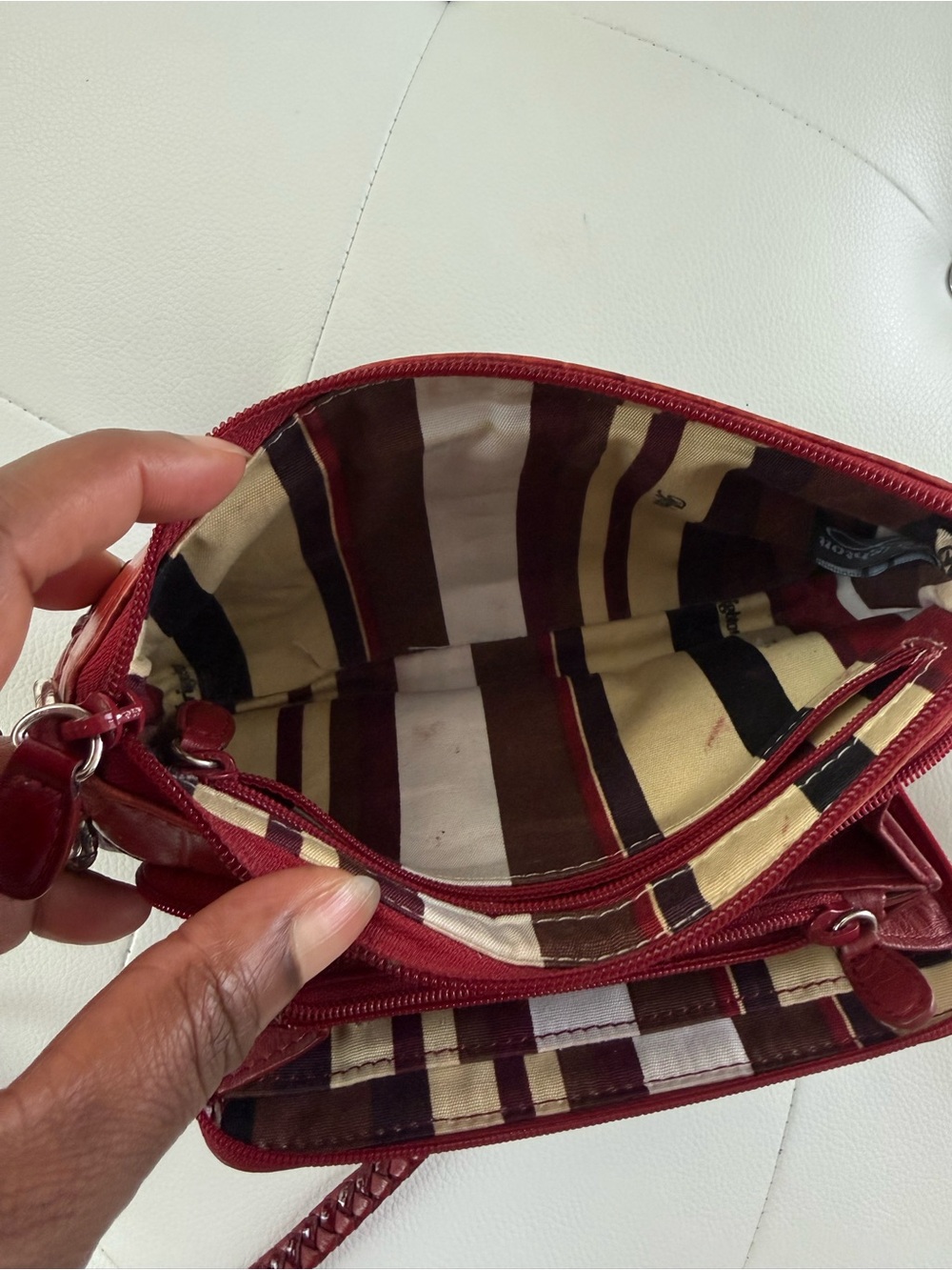 Brighton Red Leather Crossbody Bag - Picture 10 of 13